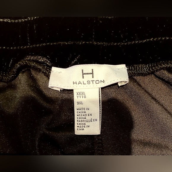 Halston Pull On Stretch Black Velvet Velour Jogger Pants - Picture 5 of 7